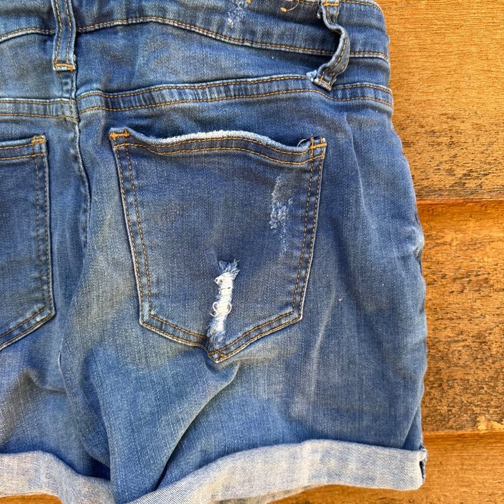 I & M Jeans Denim Overalls Shorts Cuffed Jean Shorts Size L - Picture 8 of 10